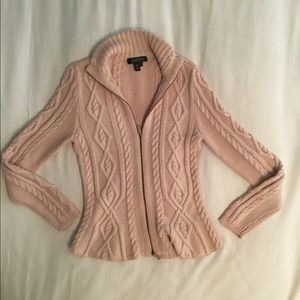 Pink zip sweater Lauren Ralph Lauren EUC small